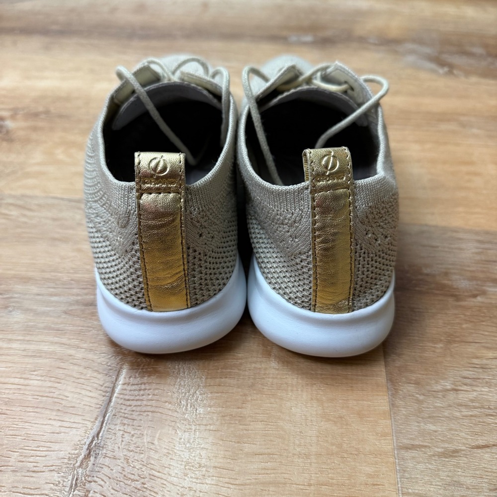 Cole Haan Women's 2 Zerogrand Knit Sneakers Tan Gold Lace Up Casual Shoes ‎ 8.5 - Picture 4 of 9